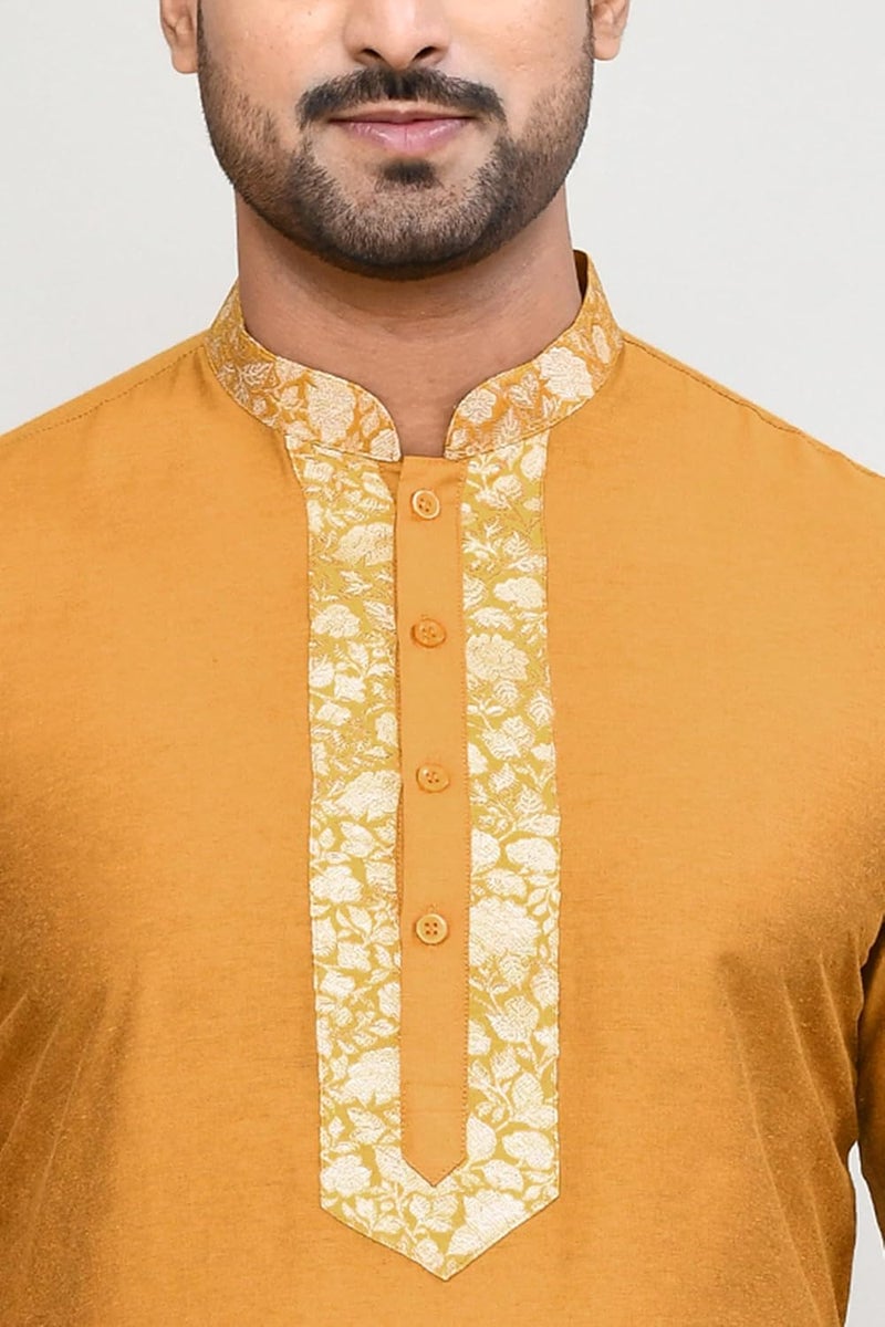 Polyfab Hathkargha Men’s Cotton Kurta & Pyajama Set with Embroidered Neck & Cuff | Traditional Ethnic Wear for Festivals & Weddings | Full Sleeve Straight Kurta Pajama Set for Men - Multi (Size - XS to XXL) - Image 4